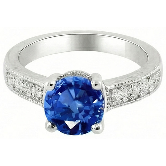 Sri Lanka Blue Gems Natural Earth Mined Diamond ( Not Lab Grown )  Ring
