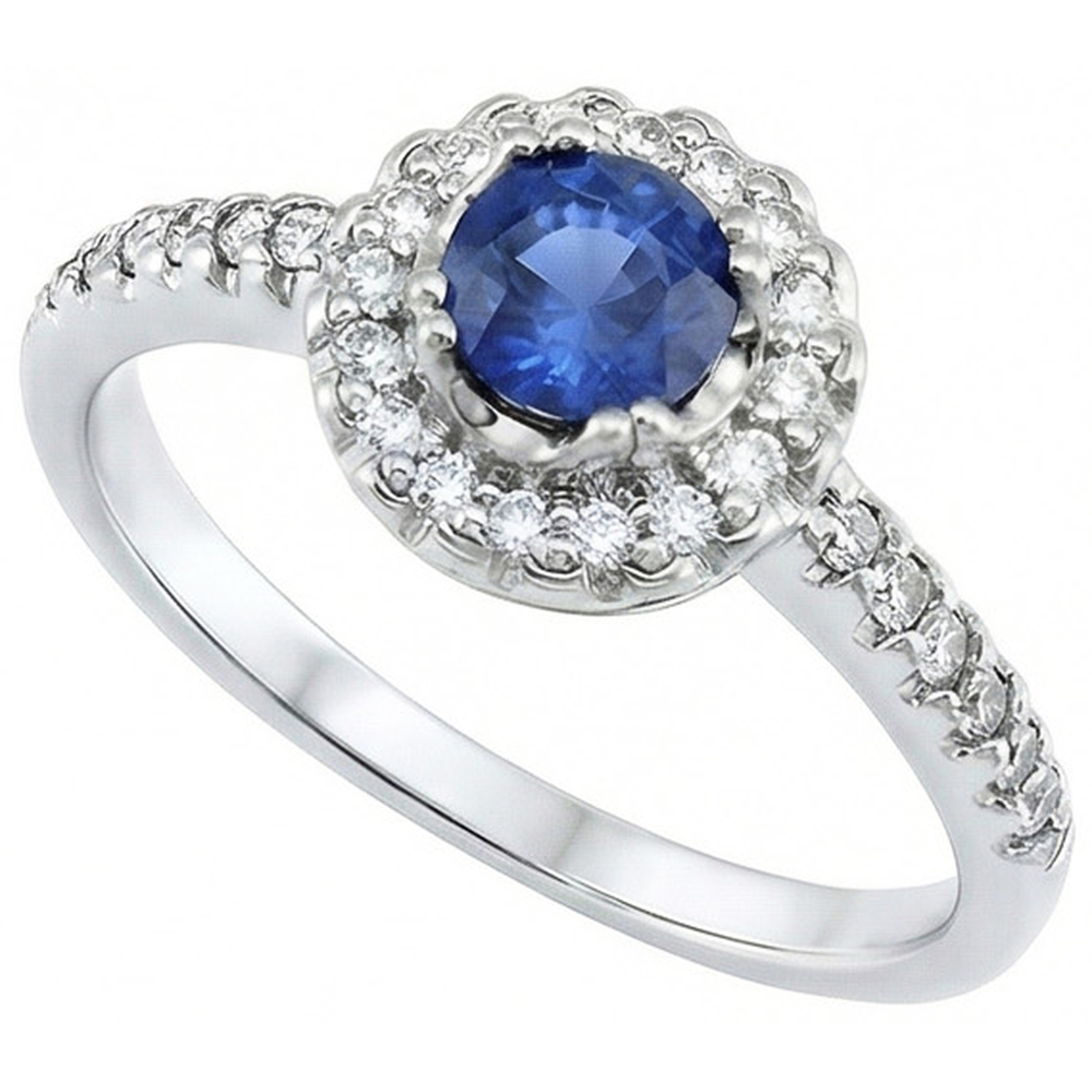 Sri Lanka Blue Sapphire And Natural Earth Mined Diamond ( Not Lab Grown )  Ring White Gold 1.60 Ct