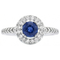 Sri Lanka Blue Sapphire And Natural Earth Mined Diamond ( Not Lab Grown )  Ring White Gold 1.60 Ct