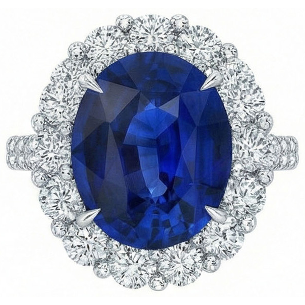 natural round sapphire 4.50ct ring side angle
