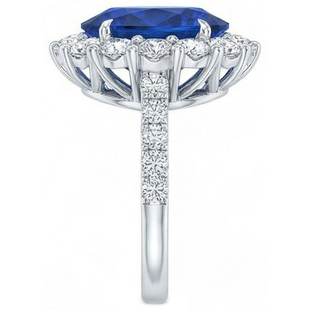 natural round sapphire 4.50ct ring profile view