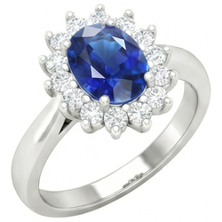 Sri Lanka Blue Sapphire Natural Earth Mined Diamond ( Not Lab Grown )  Engagement Ring 2.60 Ct White Gold 14K