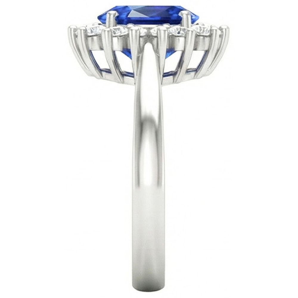 Sri Lanka Blue Sapphire Natural Earth Mined Diamond ( Not Lab Grown )  Engagement Ring 2.60 Ct White Gold 14K