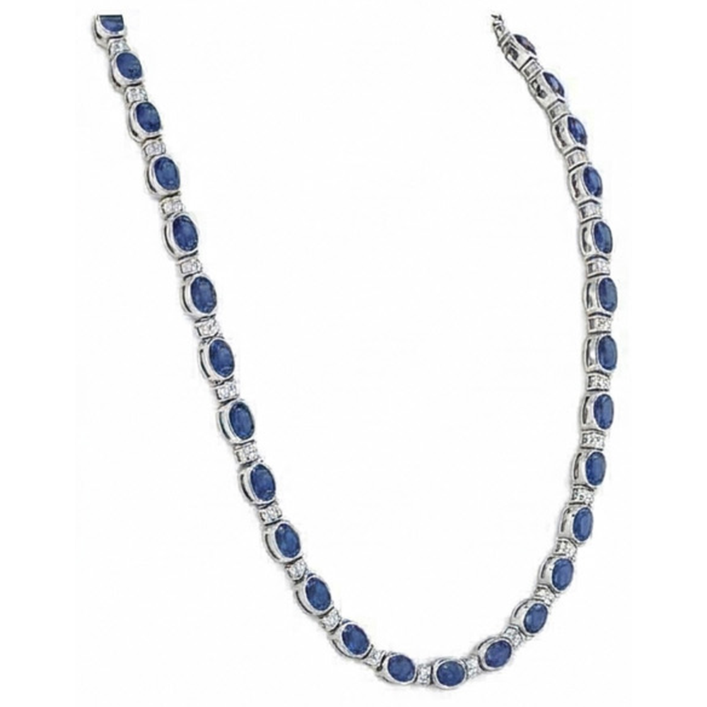 Sri Lanka Blue Sapphire Natural Earth Mined Diamond ( Not Lab Grown )  40.25 Carats Women Necklace