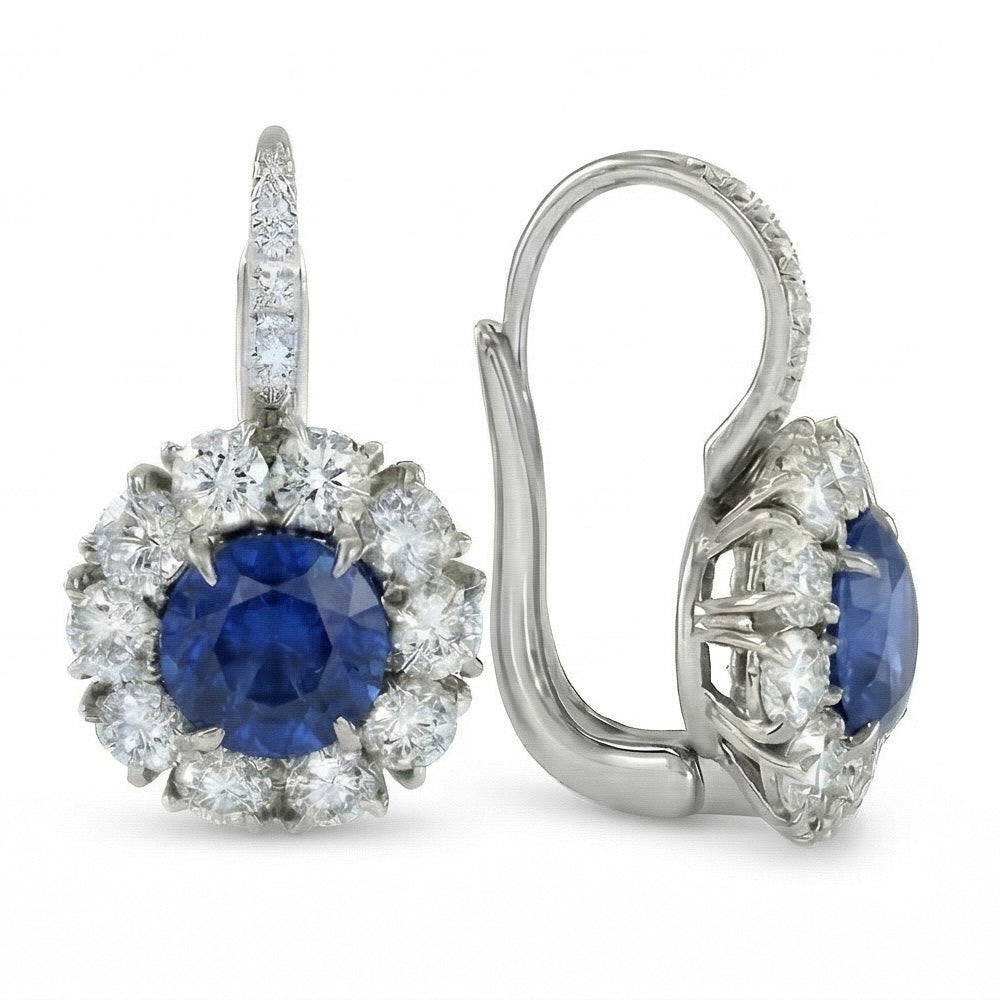 natural round sapphire 5ct earring top view