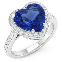 Sri Lanka Blue Sapphire Natural Earth Mined Diamond ( Not Lab Grown ) Ring White Gold 4.5 Ct