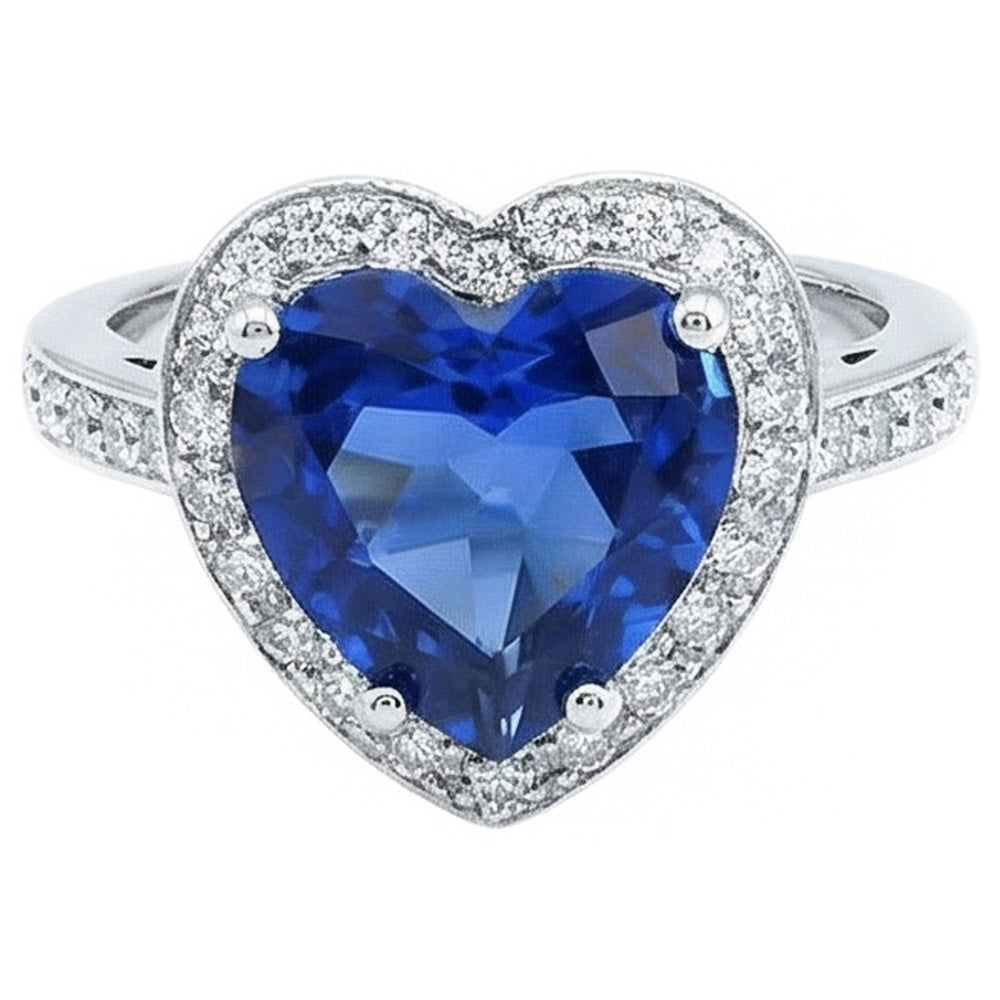 Sri Lanka Blue Sapphire Natural Earth Mined Diamond ( Not Lab Grown ) Ring White Gold 4.5 Ct