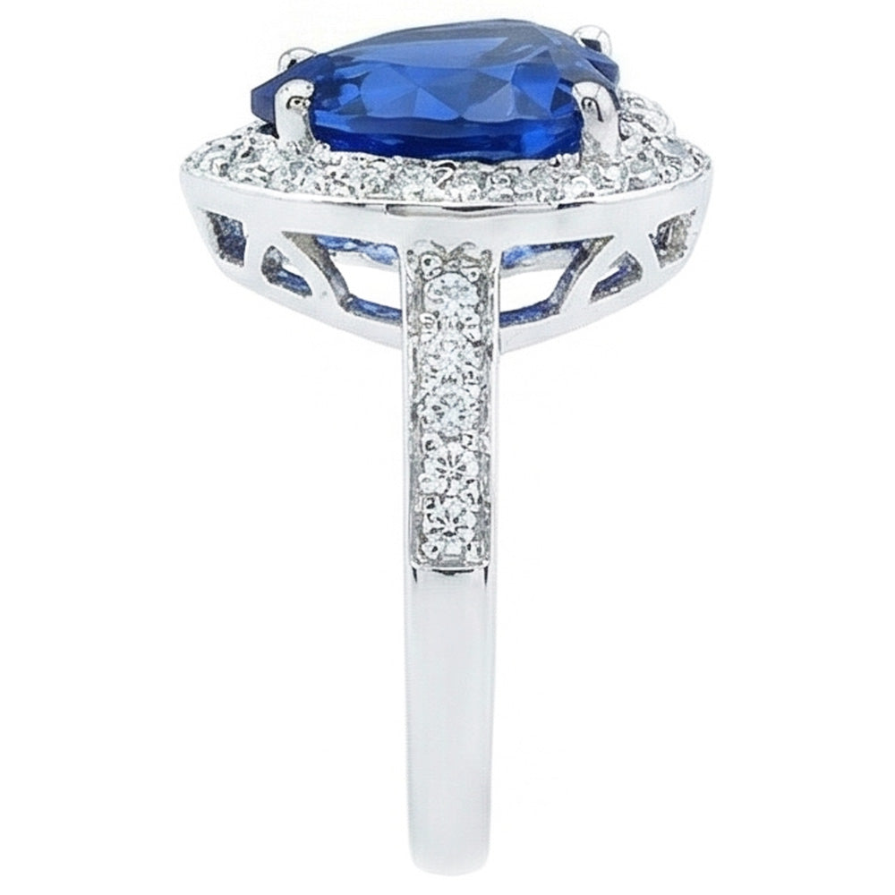 Sri Lanka Blue Sapphire Natural Earth Mined Diamond ( Not Lab Grown ) Ring White Gold 4.5 Ct
