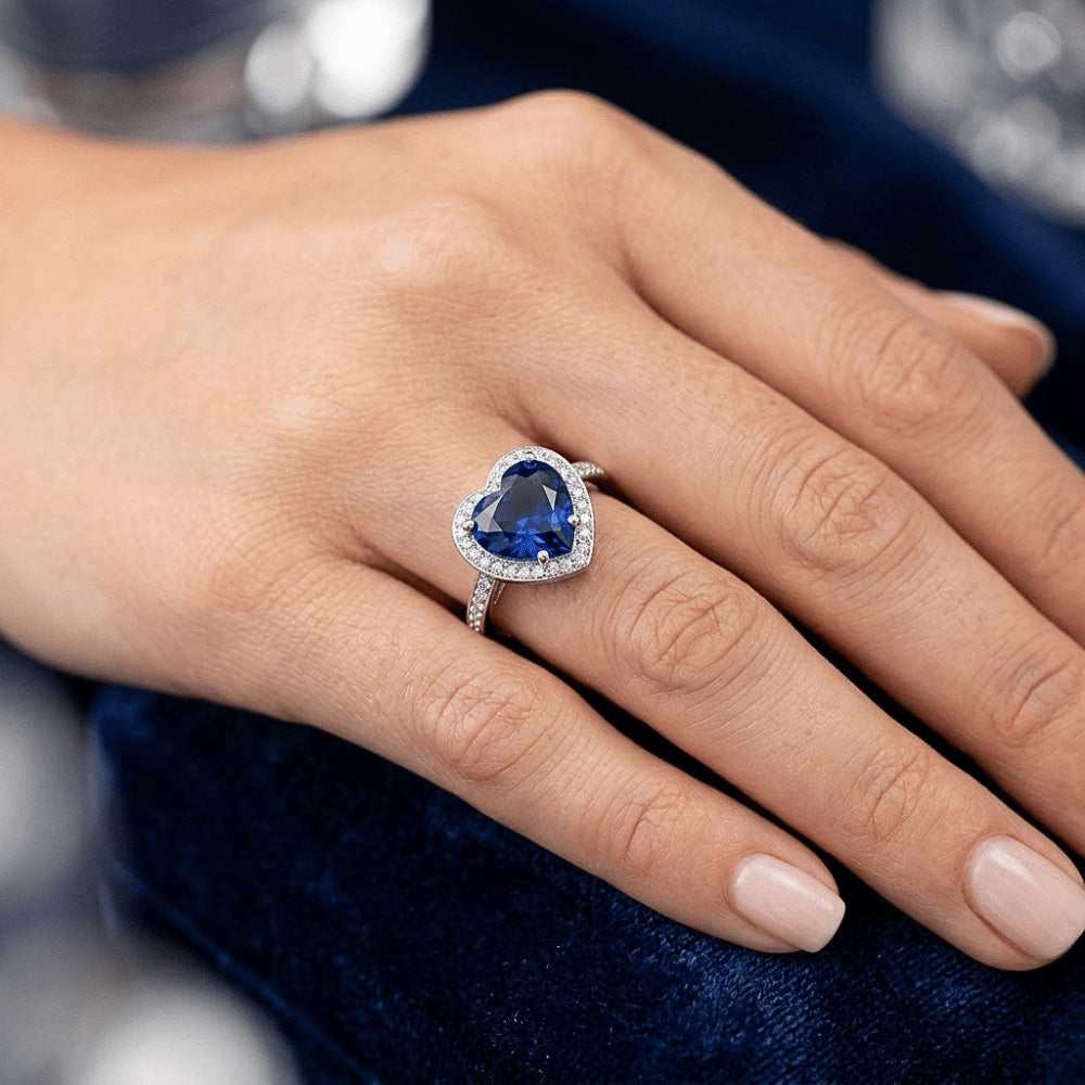Sri Lanka Blue Sapphire Natural Earth Mined Diamond ( Not Lab Grown ) Ring White Gold 4.5 Ct