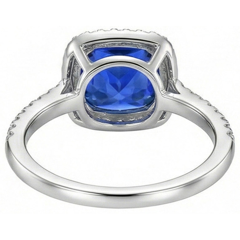 Sri Lanka Blue Sapphire Natural Earth Mined Diamond ( Not Lab Grown ) s 3.30 Ct Ring White Gold 14K
