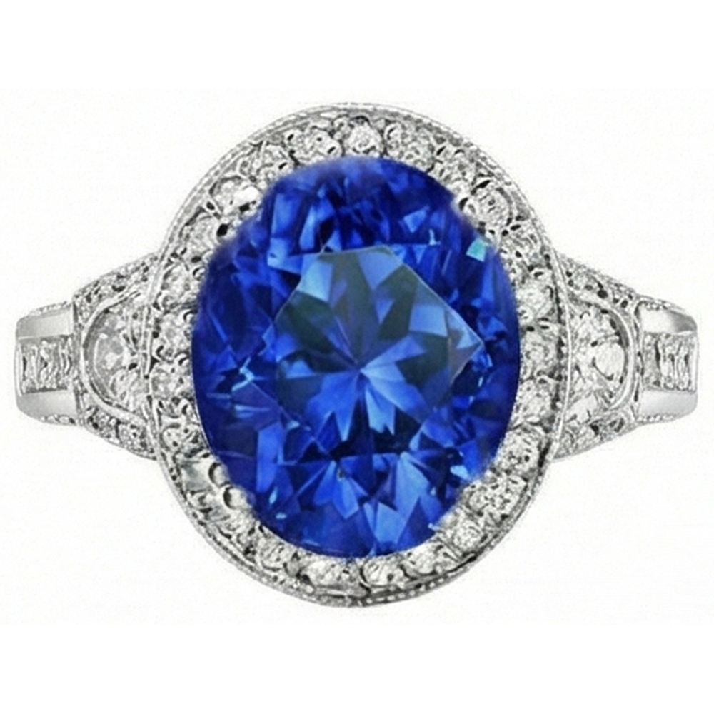 natural round sapphire 5.33ct ring side angle
