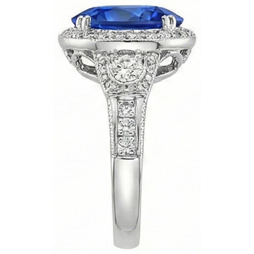 natural round sapphire 5.33ct ring top view