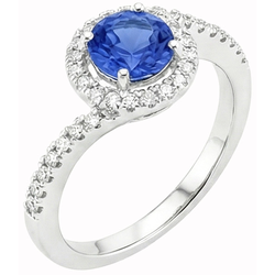Natural Sapphire Ring 5.60ct - White Gold 14K