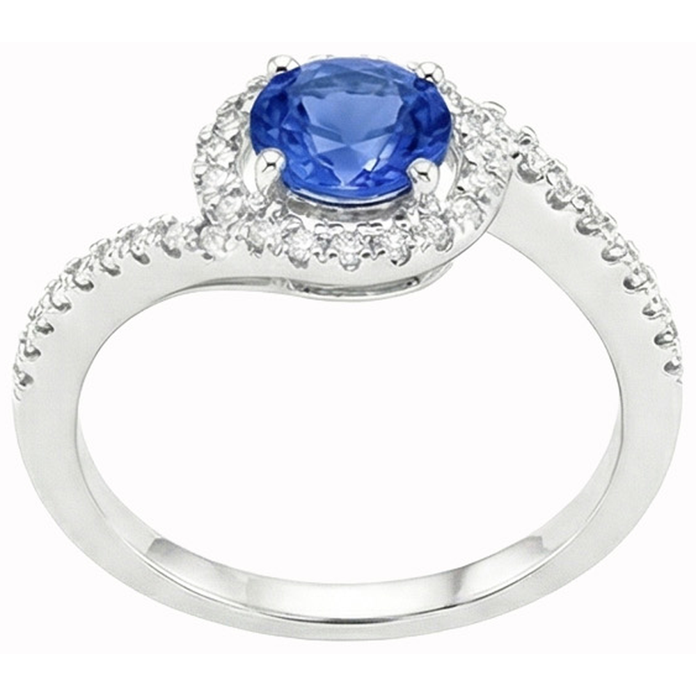 natural round sapphire 5.60ct ring top view