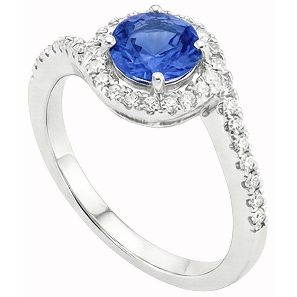 natural round sapphire 5.60ct ring close up detail