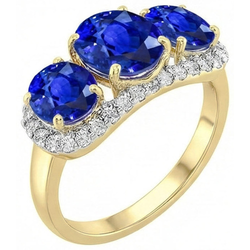Sri Lanka Blue Sapphire Round Natural Earth Mined Diamond ( Not Lab Grown ) s 6 Ct Ring Jewelry
