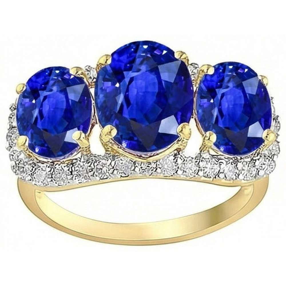 Sri Lanka Blue Sapphire Round Natural Earth Mined Diamond ( Not Lab Grown ) s 6 Ct Ring Jewelry