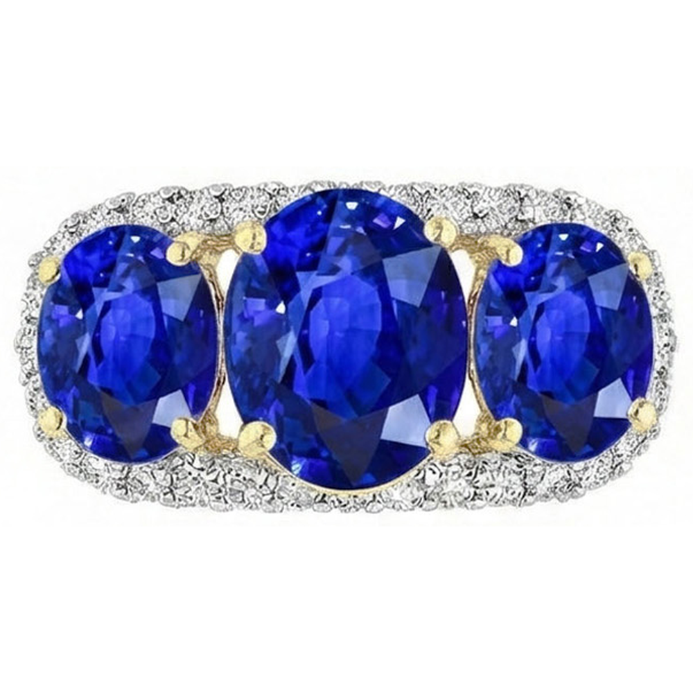 Sri Lanka Blue Sapphire Round Natural Earth Mined Diamond ( Not Lab Grown ) s 6 Ct Ring Jewelry