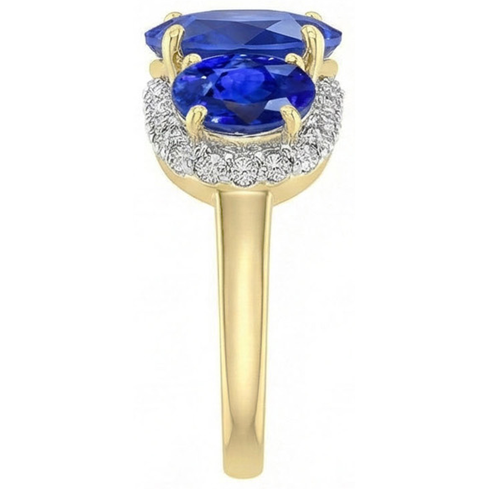 Sri Lanka Blue Sapphire Round Natural Earth Mined Diamond ( Not Lab Grown ) s 6 Ct Ring Jewelry