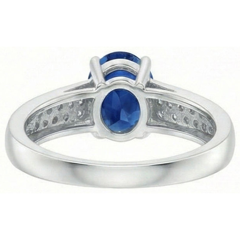 Sri Lanka Blue Sapphire Round Natural Earth Mined Diamond ( Not Lab Grown ) s Ring White Gold 4.40 Carats