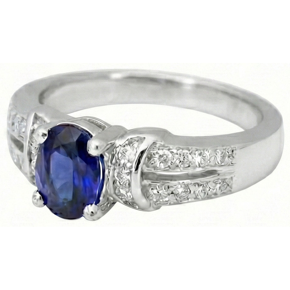 natural round sapphire 1ct ring front view