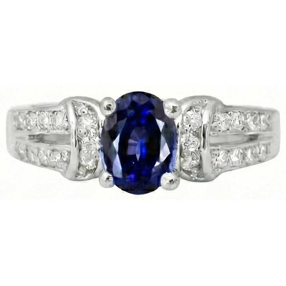 natural round sapphire 1ct ring close up detail
