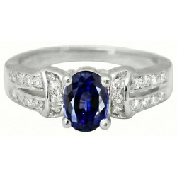 Natural Sapphire Ring 1ct - White Gold 14K