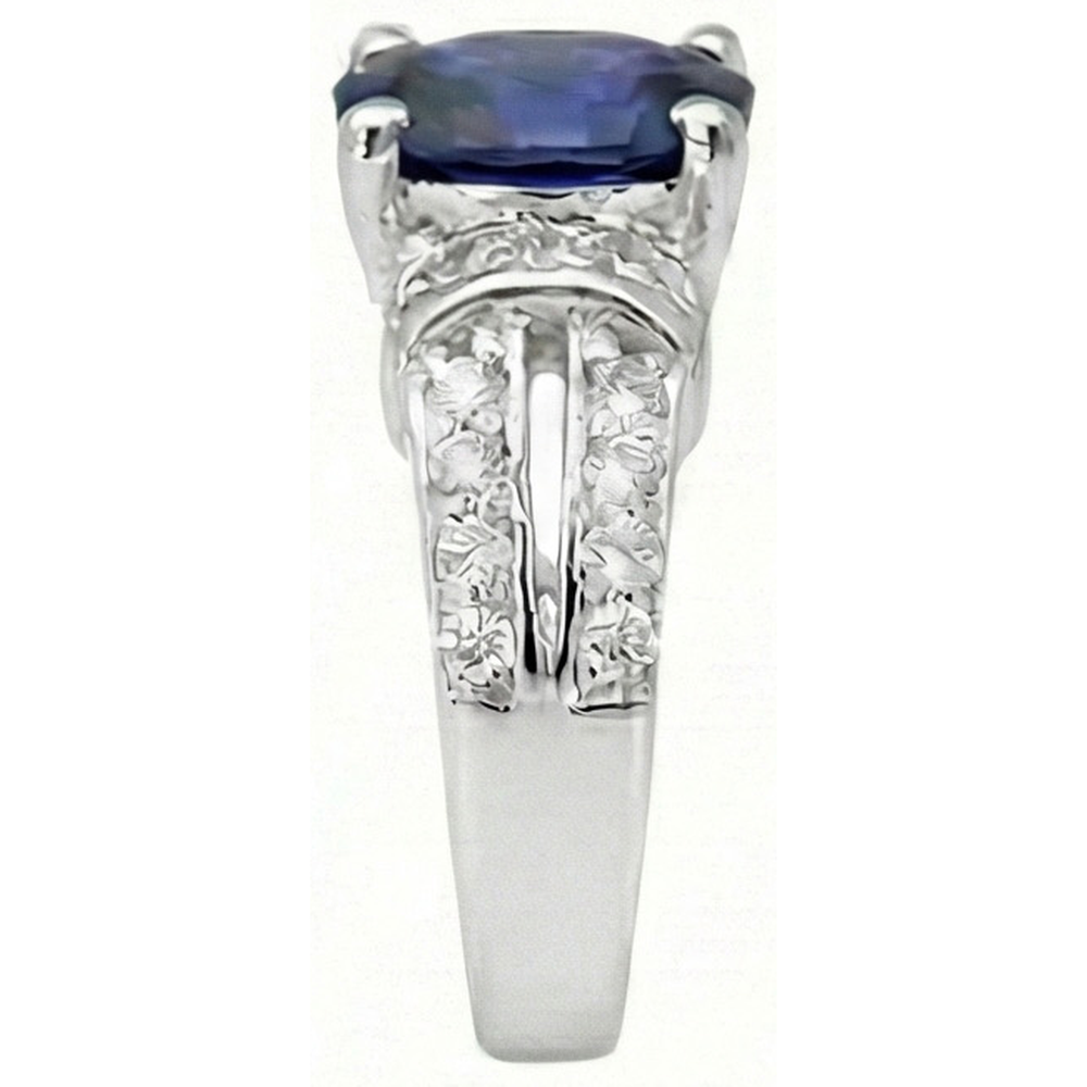 natural round sapphire 1ct ring profile view