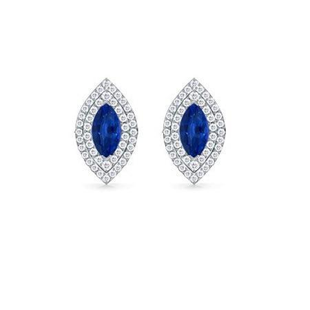 Sri Lanka Sapphire And Diamond Women Stud Halo Earrings