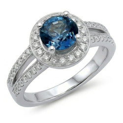 Sri Lanka Sapphire And Natural Earth Mined Diamond ( Not Lab Grown ) s 4 Ct Ring Prong Set White Gold 14K