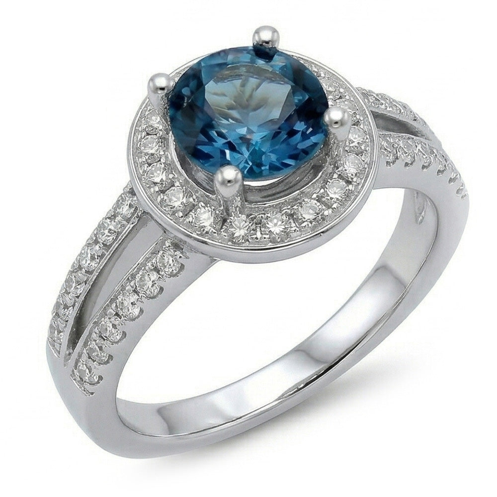 Sri Lanka Sapphire And Natural Earth Mined Diamond ( Not Lab Grown ) s 4 Ct Ring Prong Set White Gold 14K