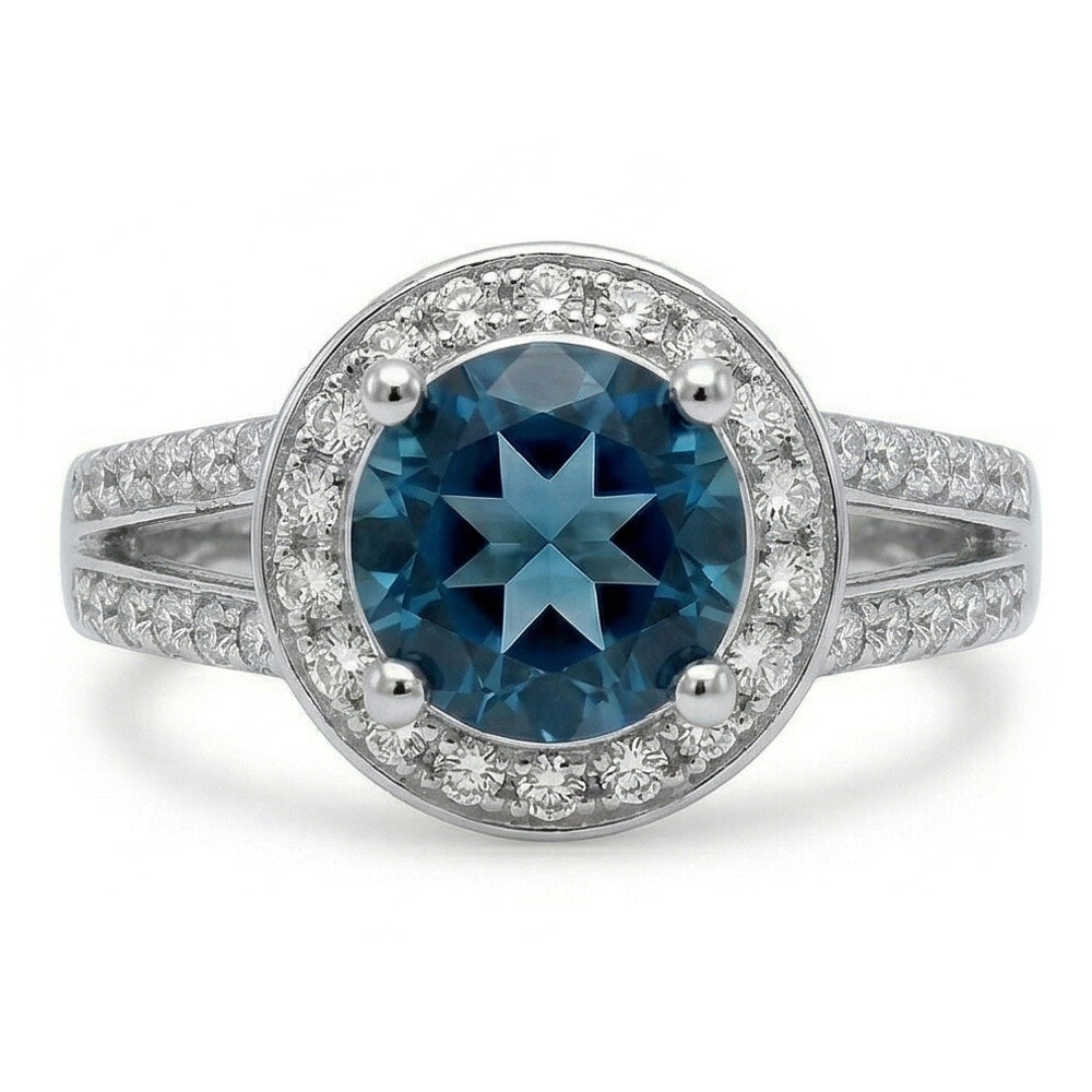 Sri Lanka Sapphire And Natural Earth Mined Diamond ( Not Lab Grown ) s 4 Ct Ring Prong Set White Gold 14K