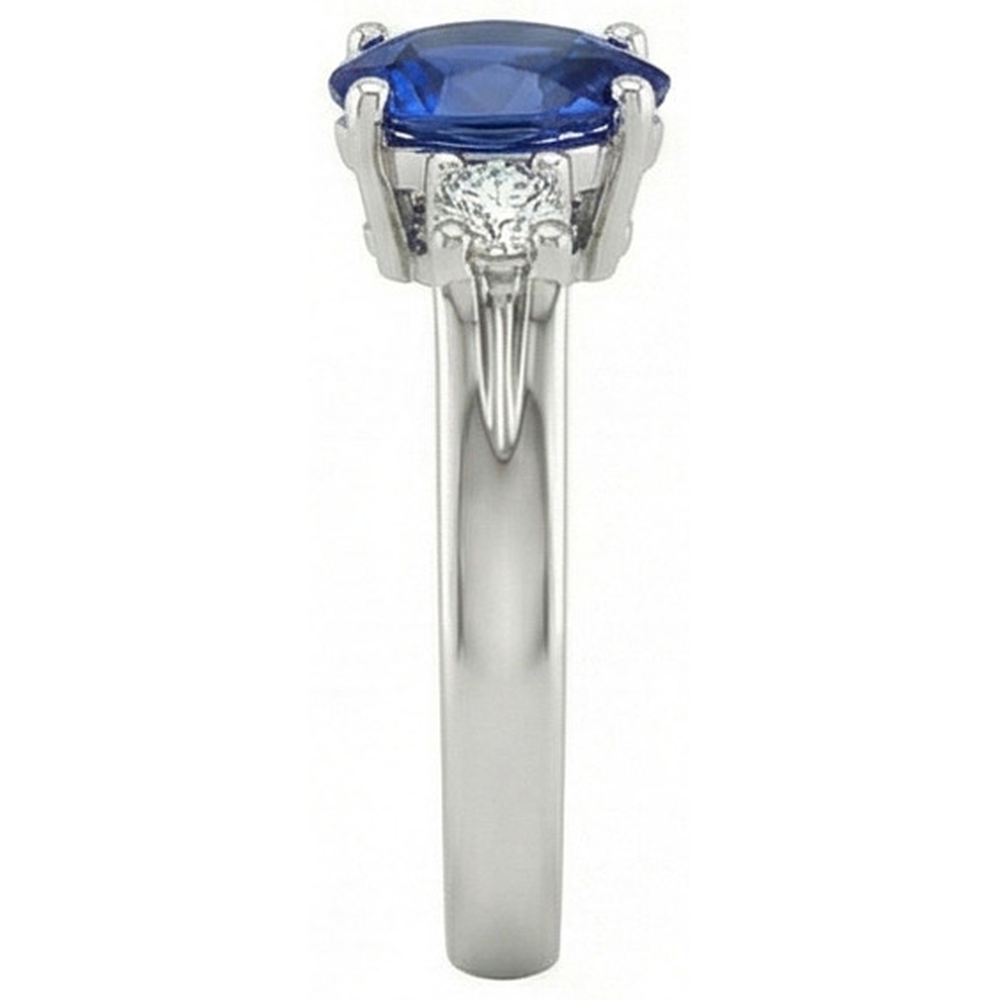 Sri Lanka Sapphire And Natural Earth Mined Diamond ( Not Lab Grown ) s 3 Stone Ring 1.70 Carats Gold 14K