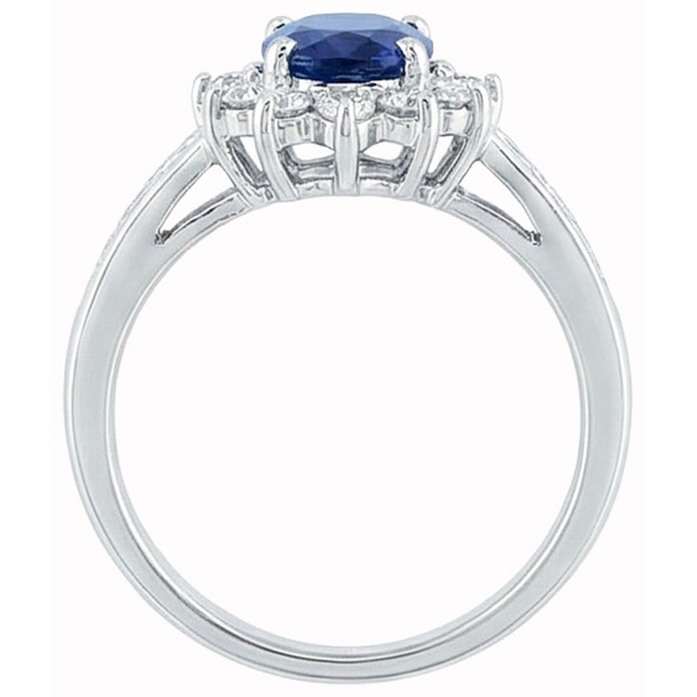 Sri Lanka Sapphire And Natural Earth Mined Diamond ( Not Lab Grown ) s Round Cut Ring 3.80 Ct White Gold