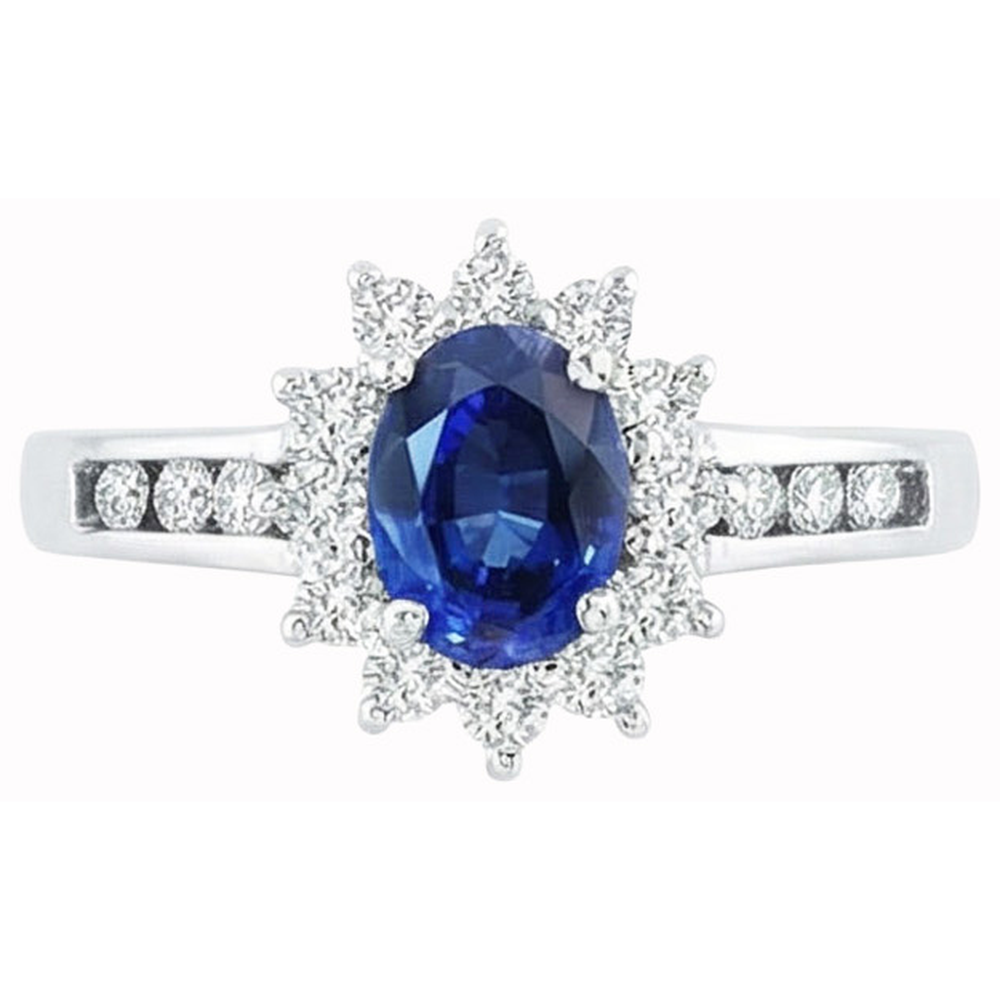 Sri Lanka Sapphire And Natural Earth Mined Diamond ( Not Lab Grown ) s Round Cut Ring 3.80 Ct White Gold