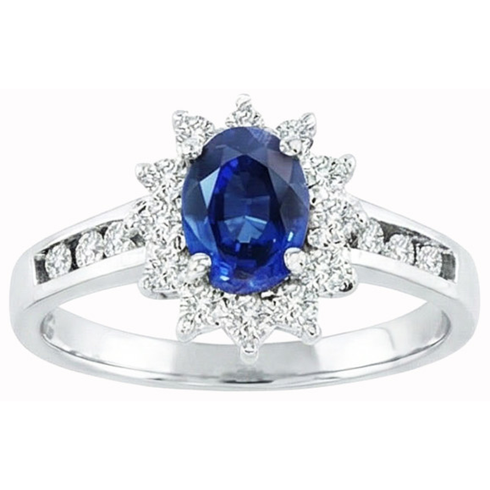 Sri Lanka Sapphire And Natural Earth Mined Diamond ( Not Lab Grown ) s Round Cut Ring 3.80 Ct White Gold