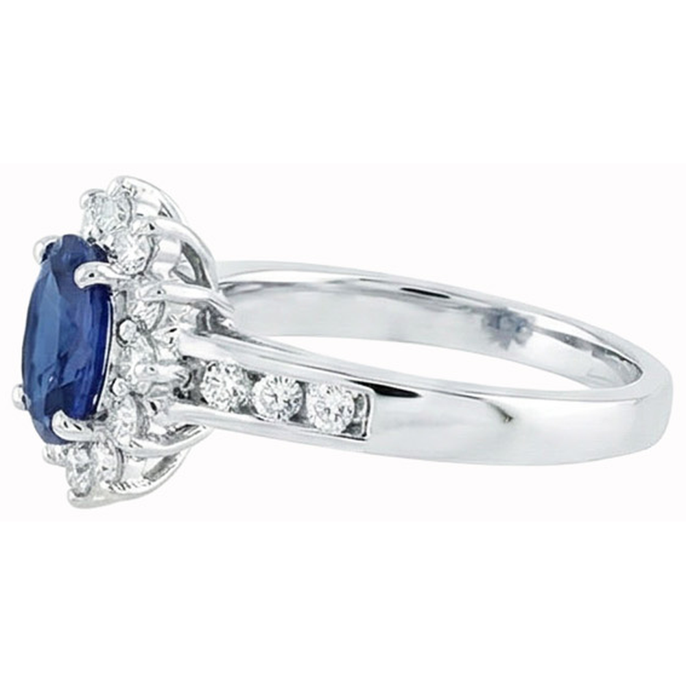 Sri Lanka Sapphire And Natural Earth Mined Diamond ( Not Lab Grown ) s Round Cut Ring 3.80 Ct White Gold