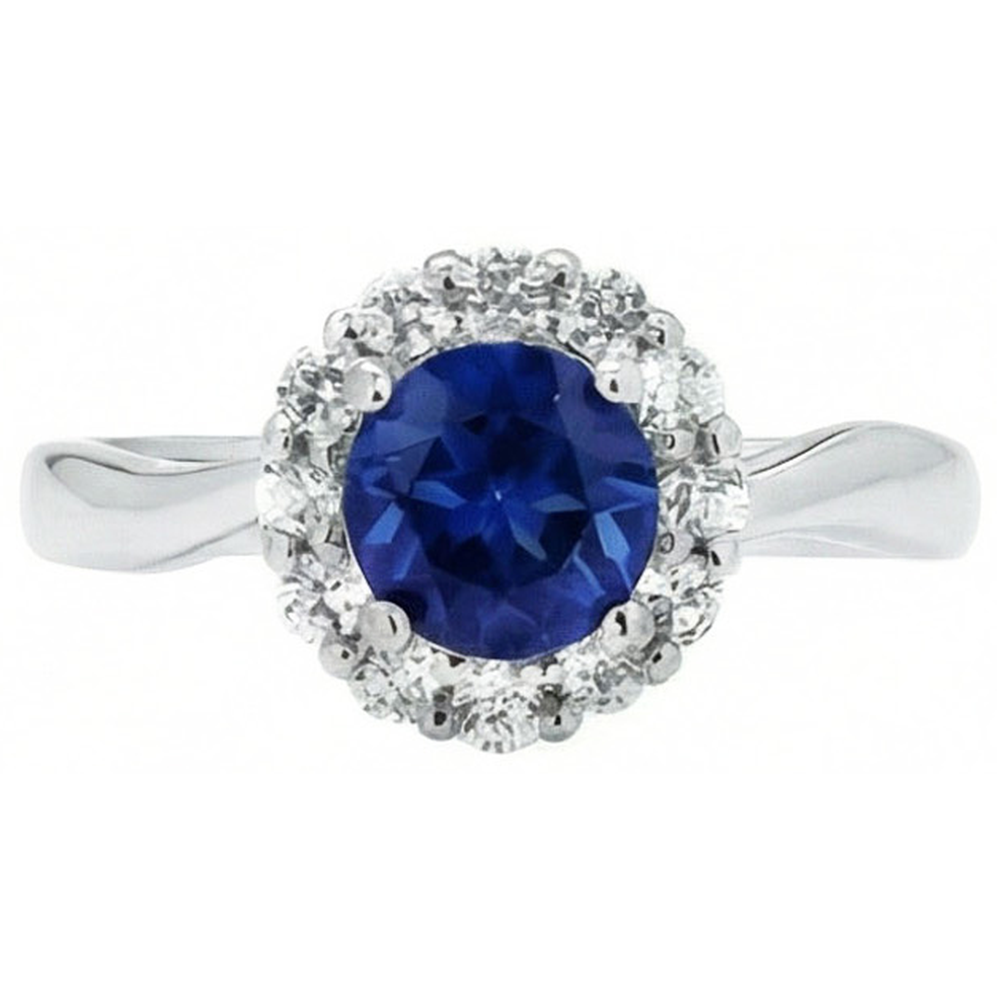 Sri Lanka Sapphire Natural Earth Mined Diamond ( Not Lab Grown )  Ring White Gold 14K 2.5 Ct.
