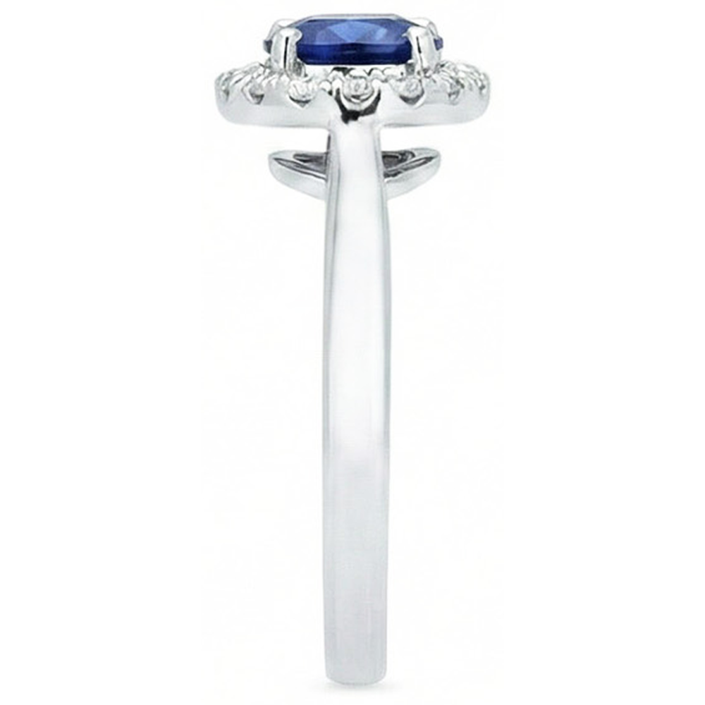Sri Lanka Sapphire Natural Earth Mined Diamond ( Not Lab Grown )  Ring White Gold 14K 2.5 Ct.