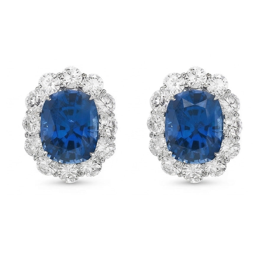 natural round sapphire 6.40ct earring close up detail