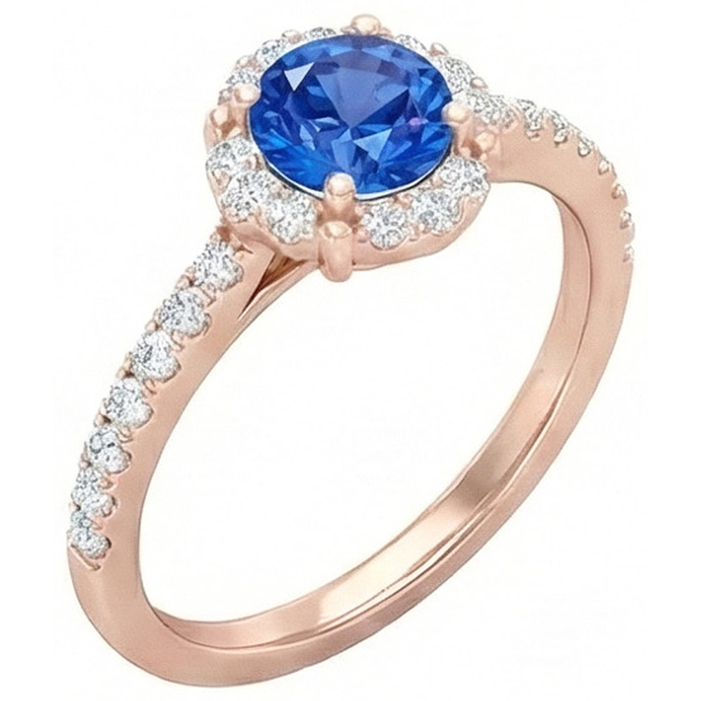 Sri Lanka Sapphire Natural Earth Mined Diamond ( Not Lab Grown )s 3.25 Carats Ring Rose Gold