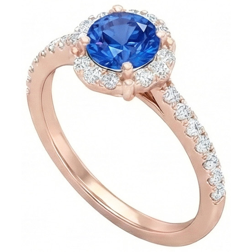 Sri Lanka Sapphire Natural Earth Mined Diamond ( Not Lab Grown )s 3.25 Carats Ring Rose Gold