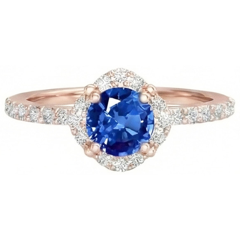 Sri Lanka Sapphire Natural Earth Mined Diamond ( Not Lab Grown )s 3.25 Carats Ring Rose Gold