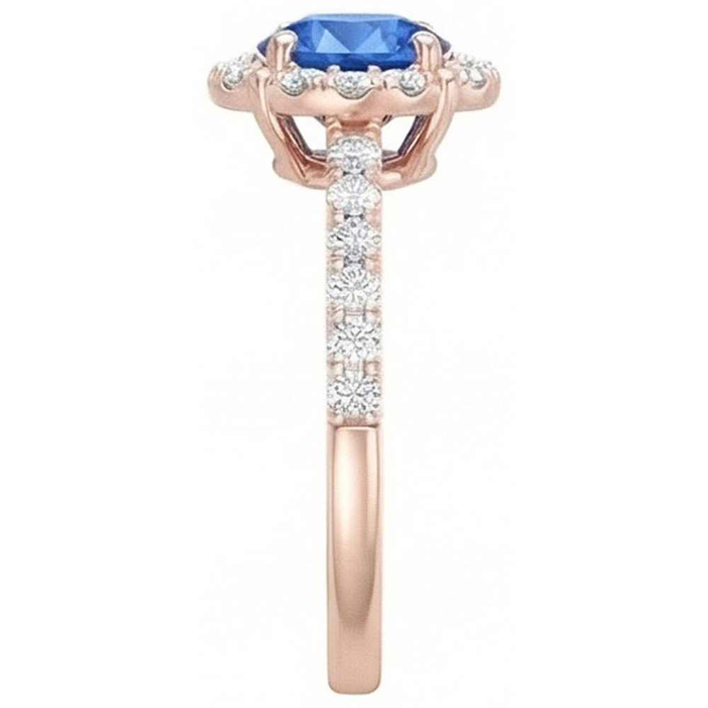 Sri Lanka Sapphire Natural Earth Mined Diamond ( Not Lab Grown )s 3.25 Carats Ring Rose Gold