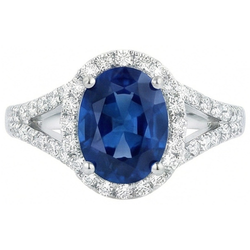 Natural Sapphire Ring 3.40ct - White Gold 14K