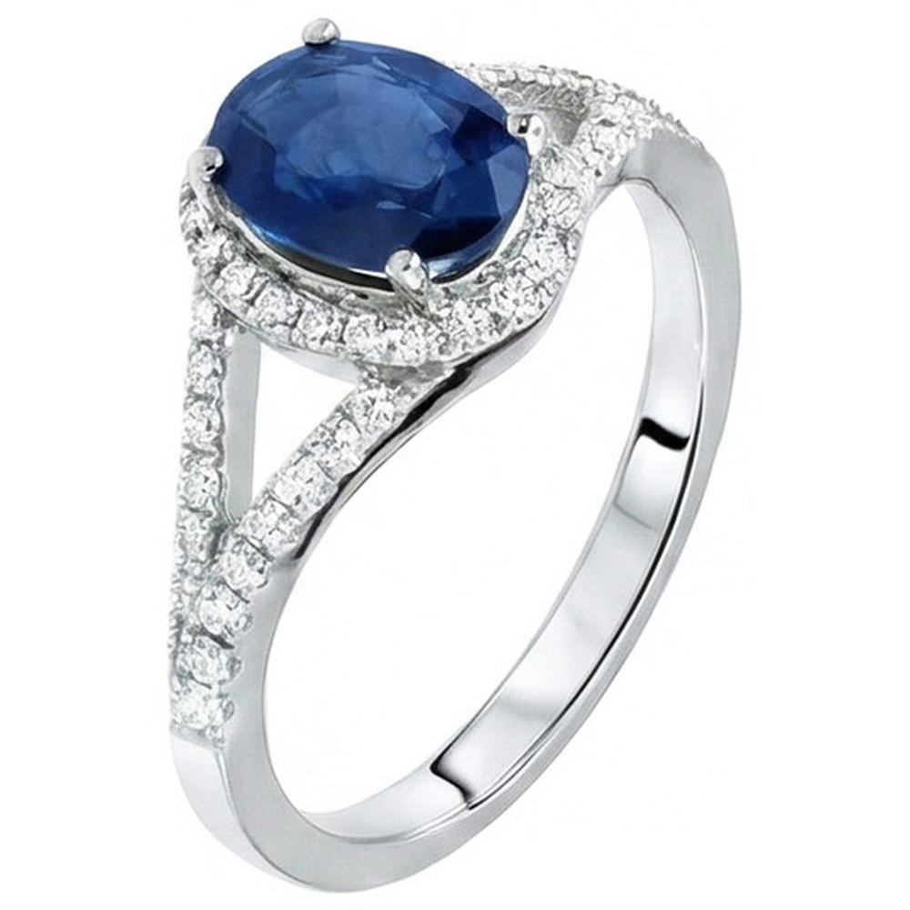 natural round sapphire 3.40ct ring top view
