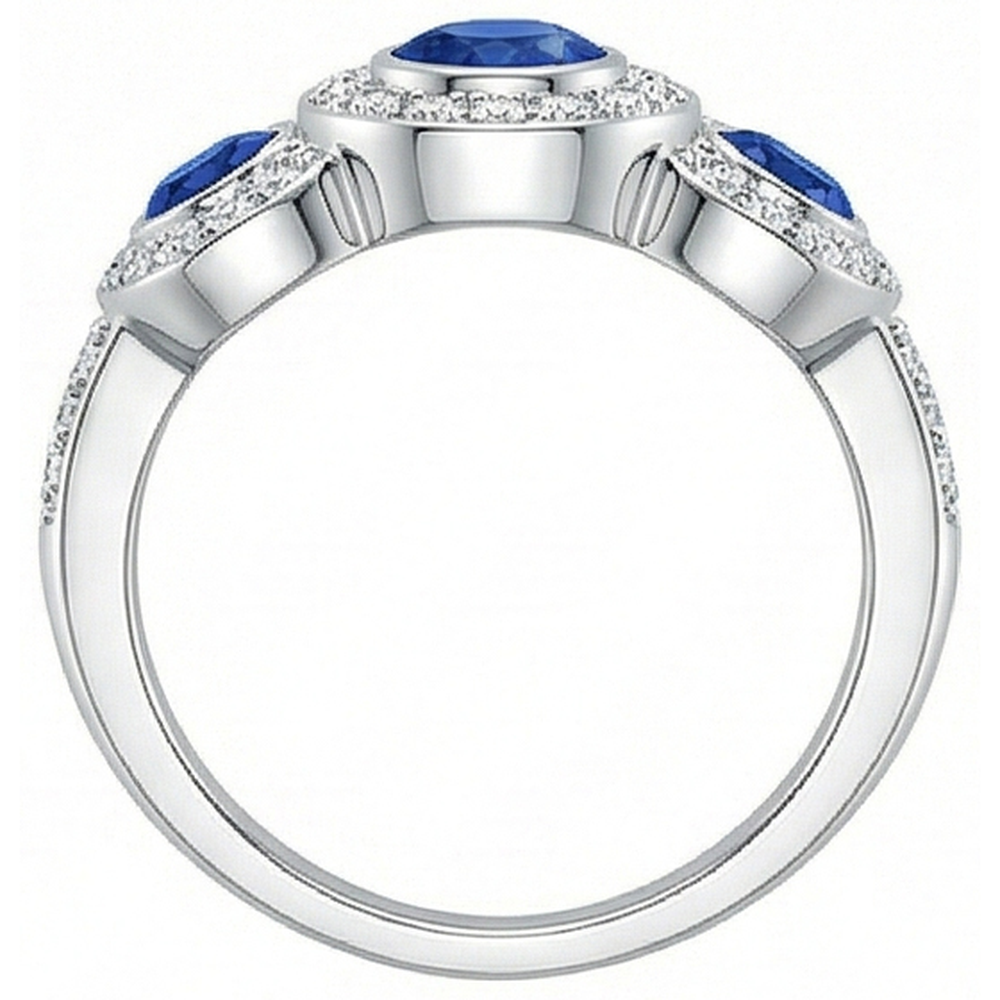 natural round sapphire 4.50ct ring profile view