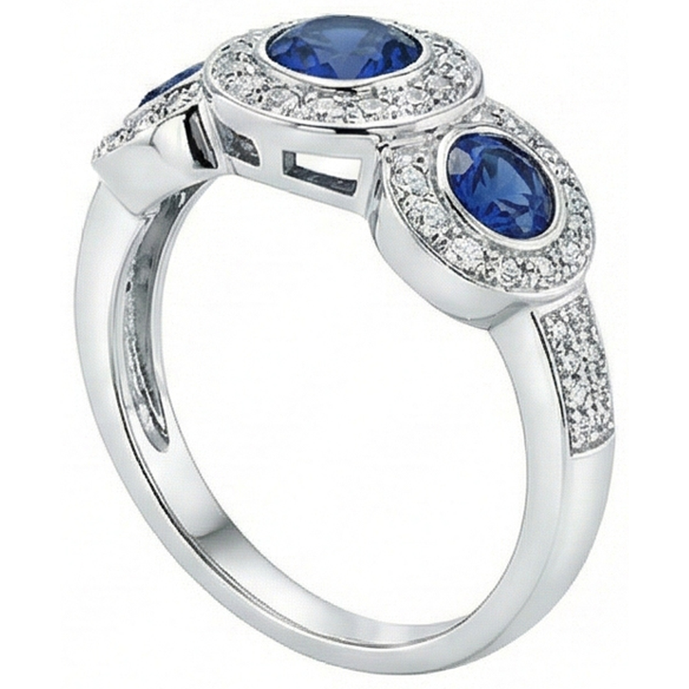 natural round sapphire 4.50ct ring close up detail
