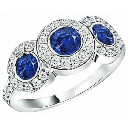 natural round sapphire 4.50ct ring front view