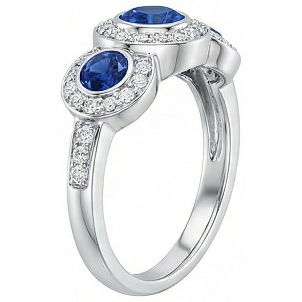 natural round sapphire 4.50ct ring top view